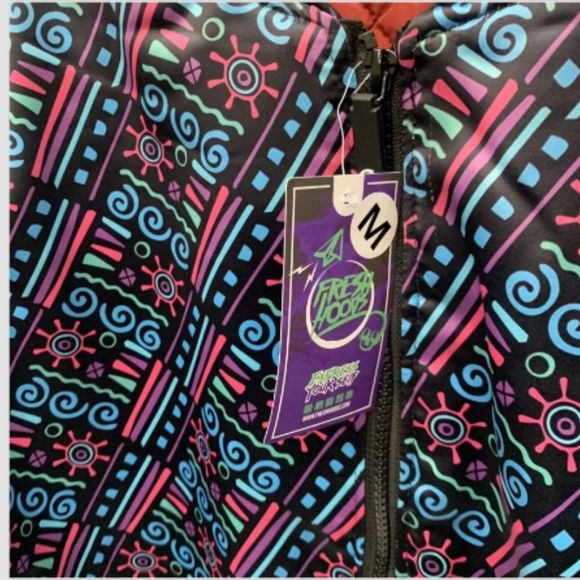 Mens Taki Taki Bomber Jacket Size Meduim Tribal pattern Unisex Ribbed collar - Picture 5 of 6